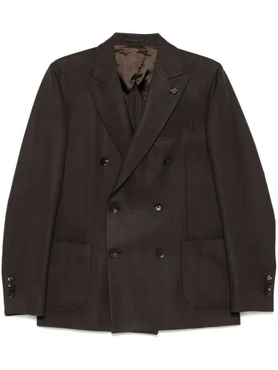 Lardini Herringbone Blazer In Brown