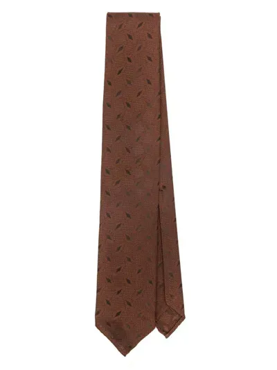 Lardini Jacquard Tie In Brown