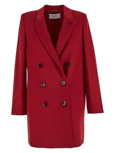 Lardini Long Jacket Double-breasted In Red