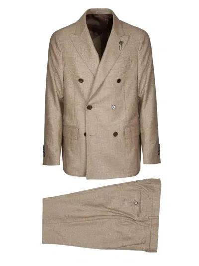 Lardini Two-piece Striped Tailored Suit In Neutral