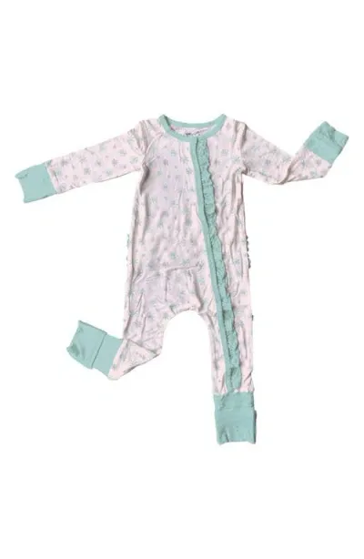 Laree + Co Babies'  Wynter Snowflake Print Ruffle Convertible Zip Footie In Pink