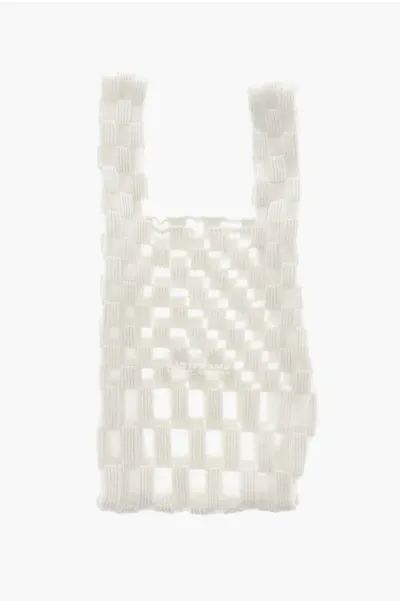 Last Frame Checked Tote Bag With See-through Details In White