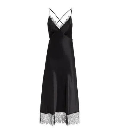 Laura Pitharas Silk Lace Midi Dress In Black