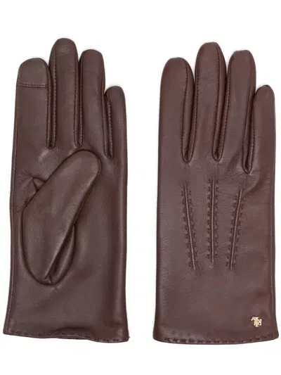 Lauren Ralph Lauren Pintuck-detailed Gloves In Brown