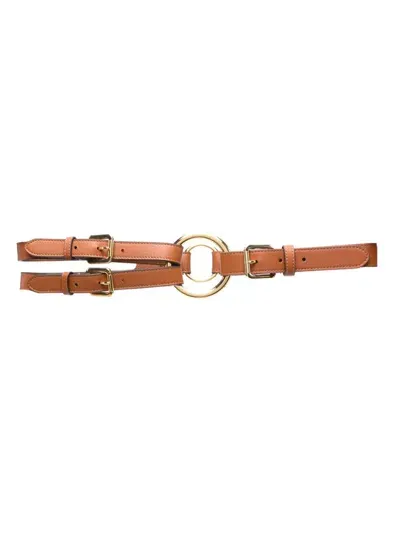 Lauren Ralph Lauren Ring-hardware Multi-strap Belt In Brown