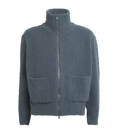 Le 17 Septembre Wool-blend Zipped Cardigan In Blue