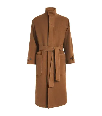 Le 17 Septembre Wool-raccoon Overcoat In Brown