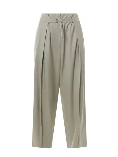 Le 17 Septembre Wool Trouser With Adjustable Strap In Grey