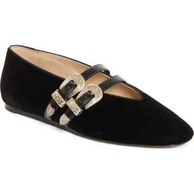 Le Monde Beryl Claudia Western Buckle Ballet Flat In Black