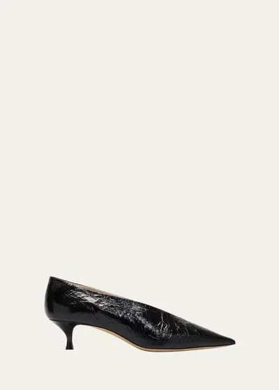 Le Monde Beryl Leather Babouche Kitten Heel 35 In Black