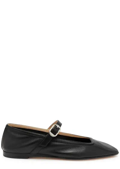 Le Monde Beryl Lea Mary Jane Leather Ballet Flats In Black