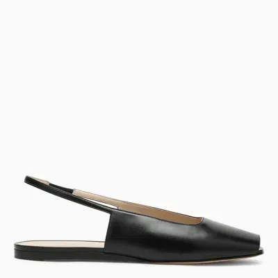 Le Monde Beryl Low Black Leather Sandal