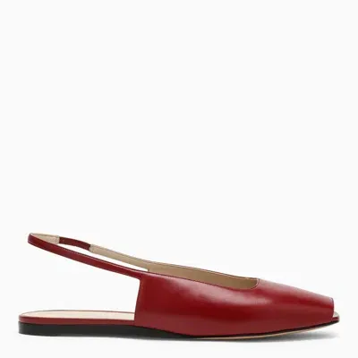 Le Monde Beryl Low Red Leather Sandal In Black