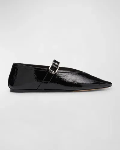 Le Monde Beryl Patent Leather Stella Flats In Black