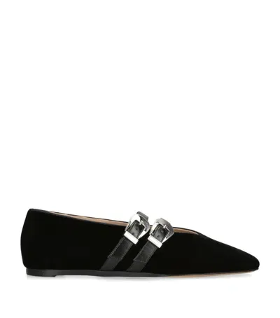 Le Monde Beryl Velvet Buckle Claudia Ballet Flats In Black