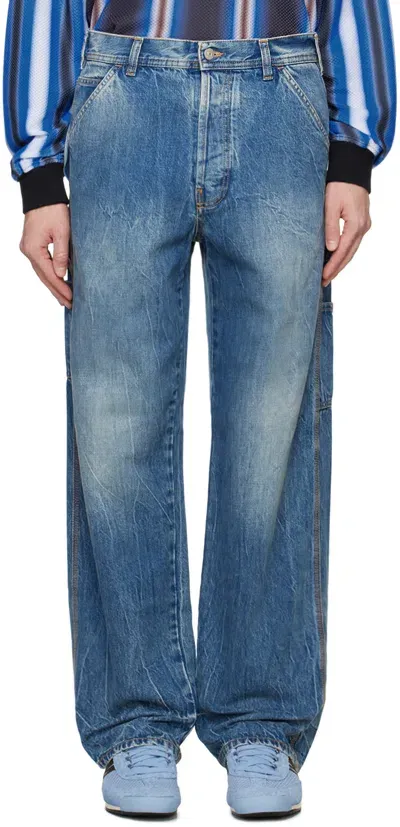 Le Pere Blue Straight Jeans In Bepop Marine