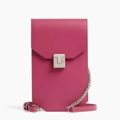 Le Tanneur Rose Phone Case With Flap In Smooth Leather In Pink