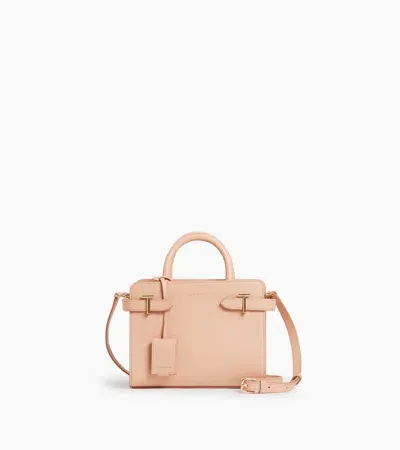 Le Tanneur Emilie Small Handbag In Signature T Leather In Pink