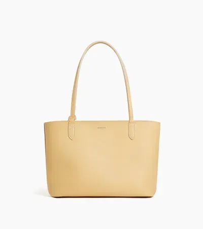 Le Tanneur Louise Small Tote Bag In Grained Leather In Yellow