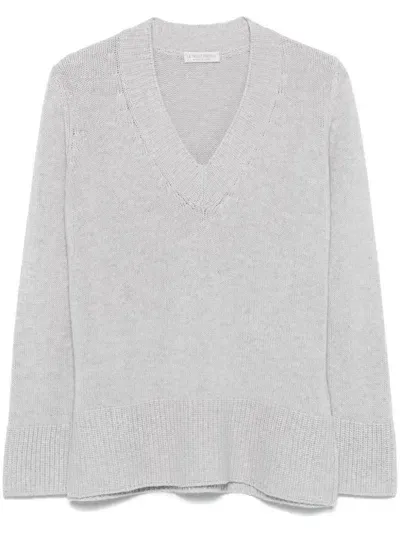 Le Tricot Perugia Chunky Knit Sweater In Grey