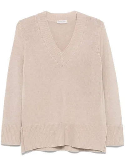 Le Tricot Perugia Chunky Knit Sweater In Neutrals