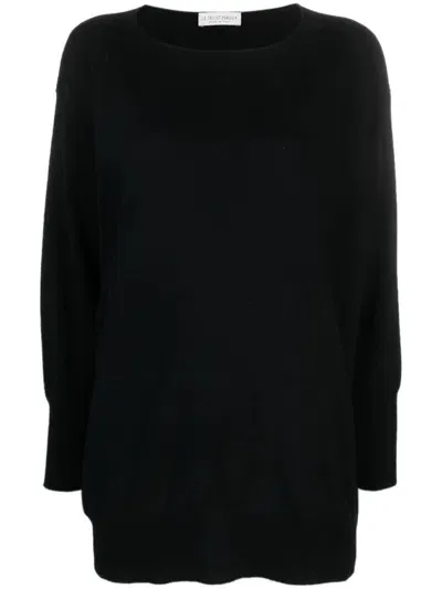 Le Tricot Perugia Round-neck Wool-blend Jumper In Black