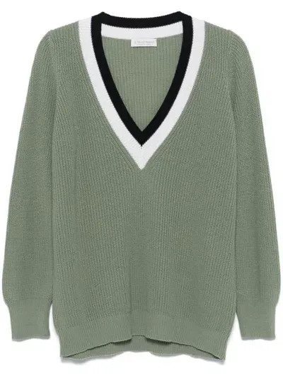 Le Tricot Perugia Stripe-detail Sweater In Green