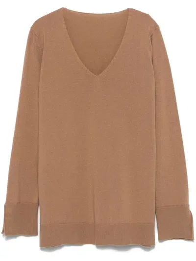 Le Tricot Perugia V-neck Sweater In Brown