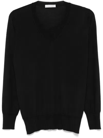 Le Tricot Perugia Virgin Wool Sweater In Black