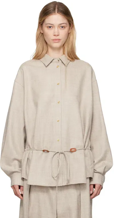 Le17septembre Beige Wool Drawstring Shirt