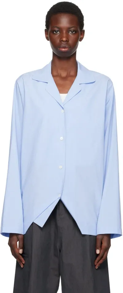 Le17septembre Blue Open Spread Collar Shirt