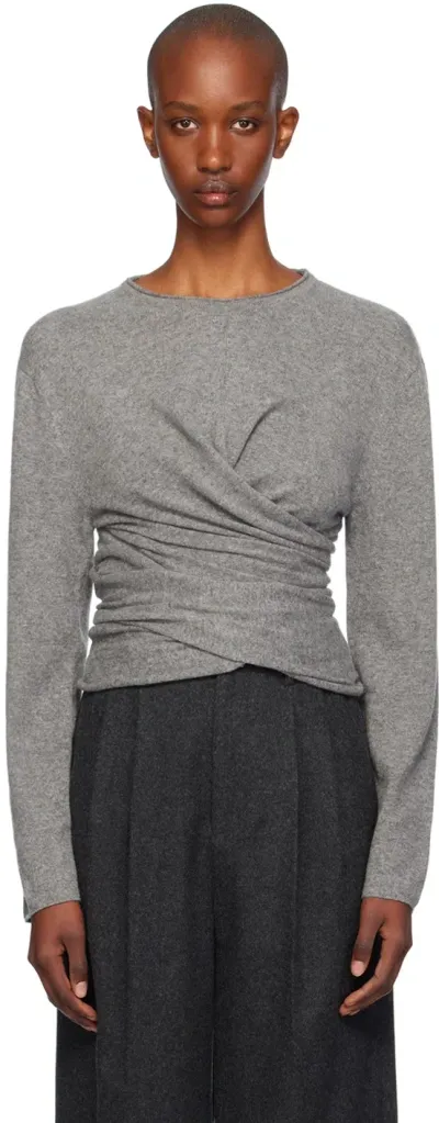 Le17septembre Gray Wrap Sweater