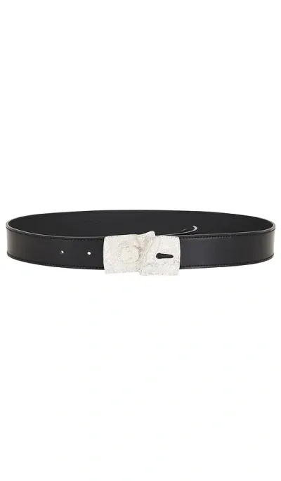 Leje Denim Fragment Leather Belt In Black