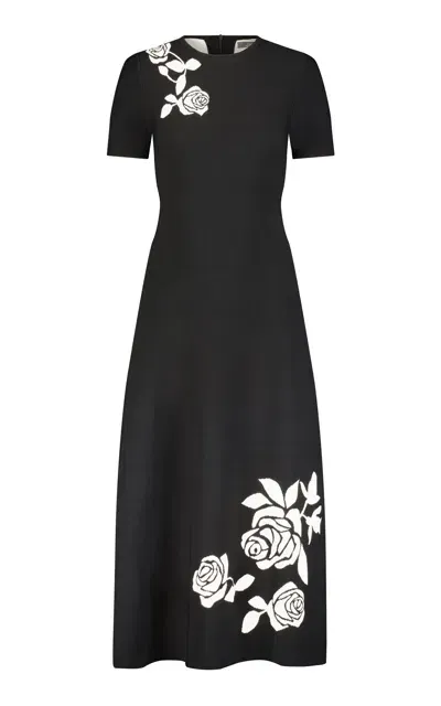 Lela Rose Jacquard Knit Midi Dress In Black