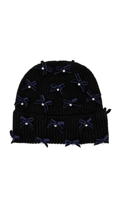 Lele Sadoughi Bow Embellished Beanie In Black