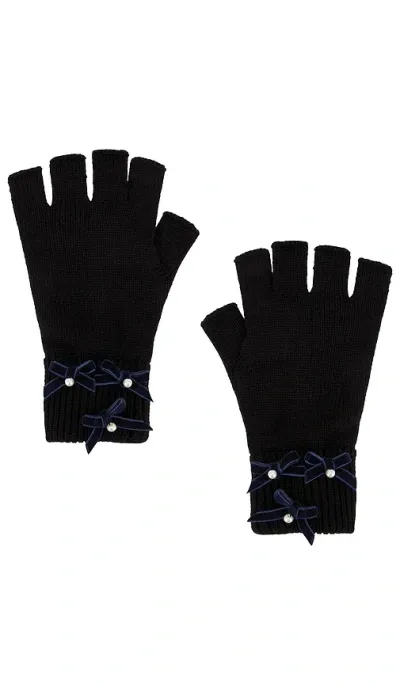 Lele Sadoughi Bow Embellished Fingerless Gloves In Black