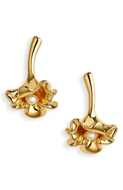 Lele Sadoughi Ruffle Lily Stud Earrings In Gold