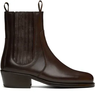 Lemaire Brown Leather Chelsea Boots In Br521 Teck