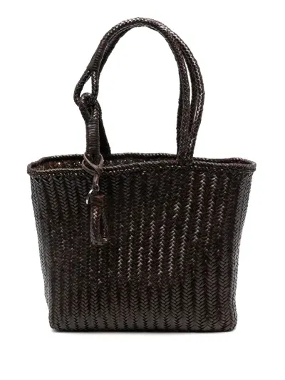 Lemaire Chewron Leather Tote In Ristretto