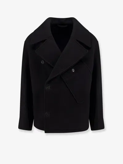 Lemaire Dispatch Straight Hem Peacoat In Black