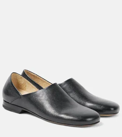 Lemaire Convertible Leather Slip-on Shoes In Black