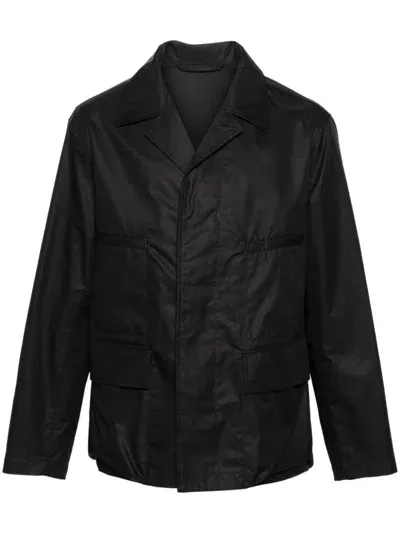 Lemaire Button-down Cargo Jacket In Black