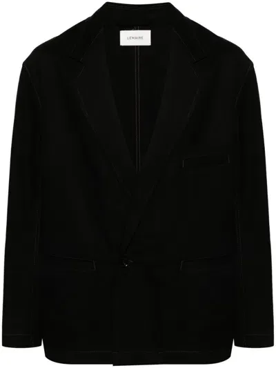 Lemaire Black Cotton Twill Blazer