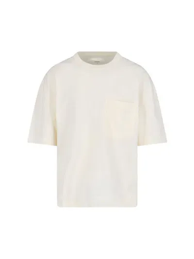 Lemaire Cropped T-shirt With Pocket In White