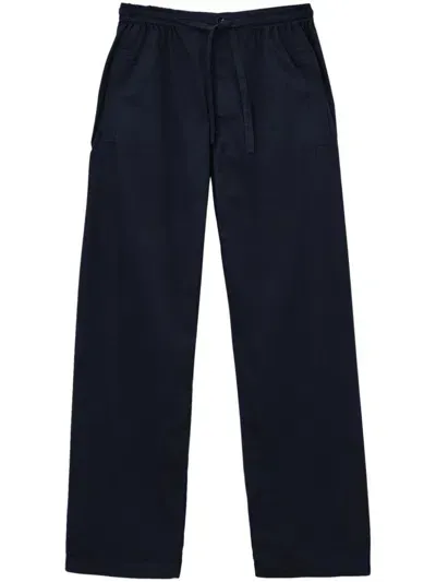 Lemaire Drawstring-waist Straight-leg Trousers In Black