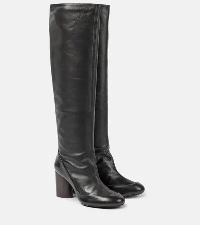 Lemaire Glove Leather Knee-high Boots In Brown