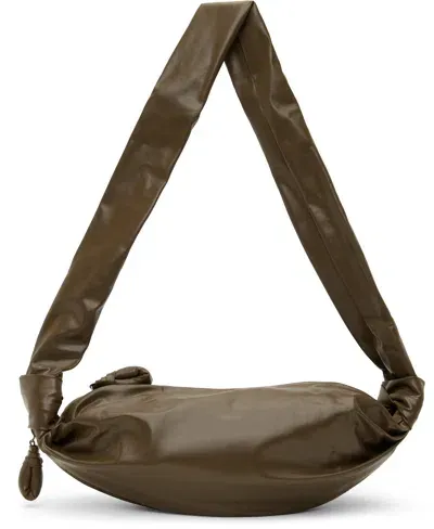 Lemaire Khaki Small Soft Croissant Bag In Brown