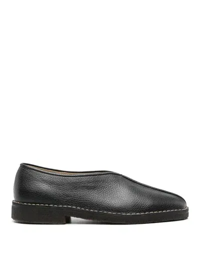 Lemaire Square-toe Leather Loafers In Black