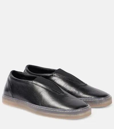 Lemaire Leather Slip-on Shoes In Black