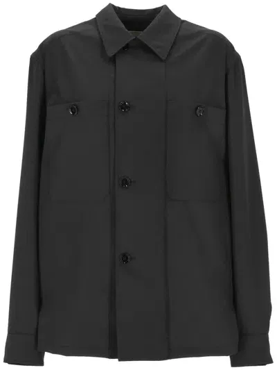 Lemaire Lon Sleeved Buttoned Shirt Jacket In Black